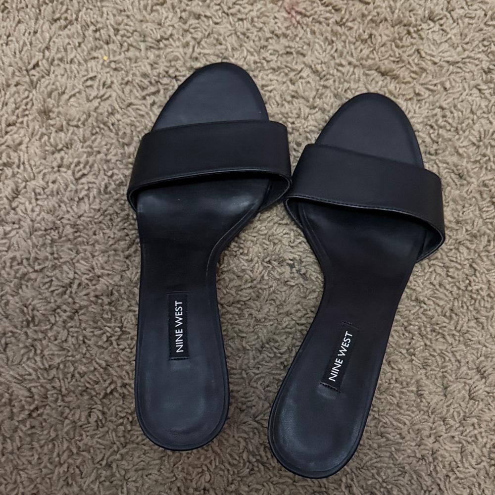 Nine West Elegant Black Slide Sandals